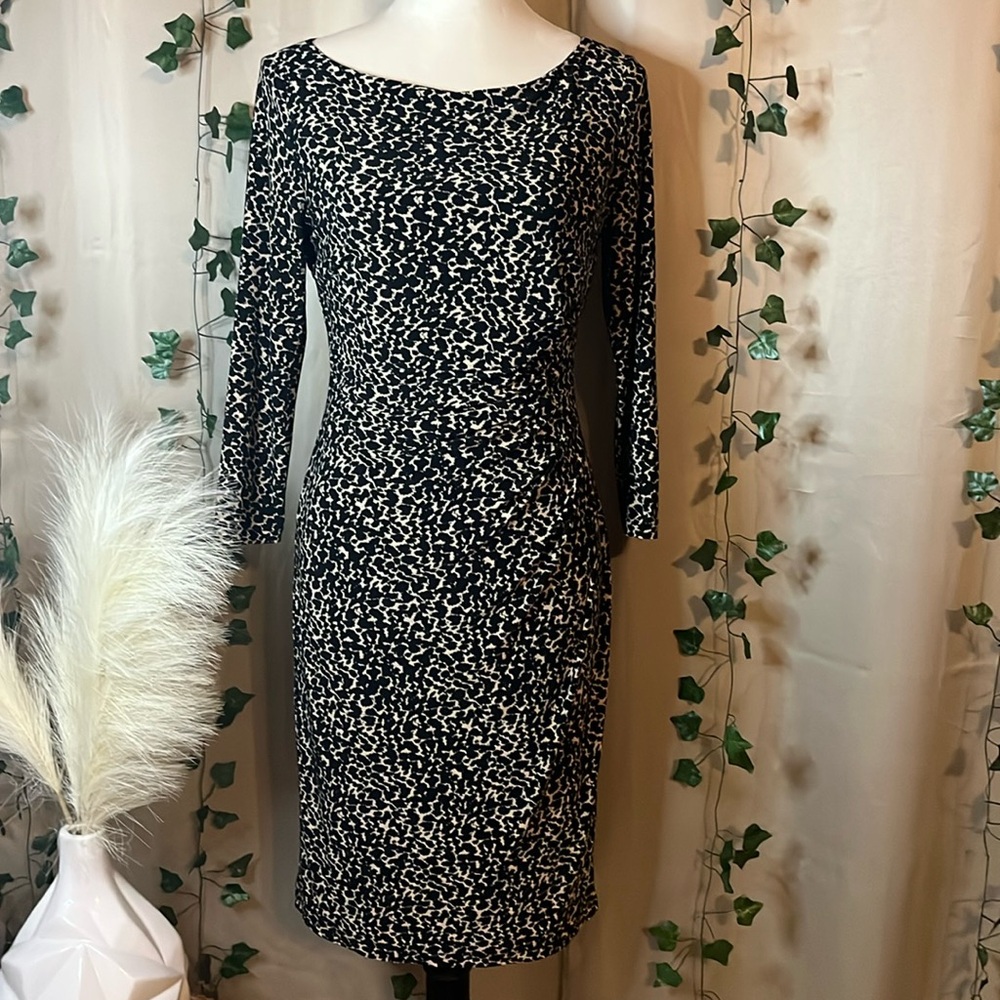 Lauren Ralph Lauren Women's Dress Midi Animal Print Synch Waist Size 4